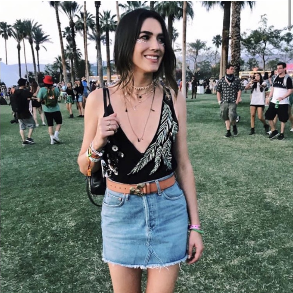 Zara sequence black bodysuit with flowers and leaves